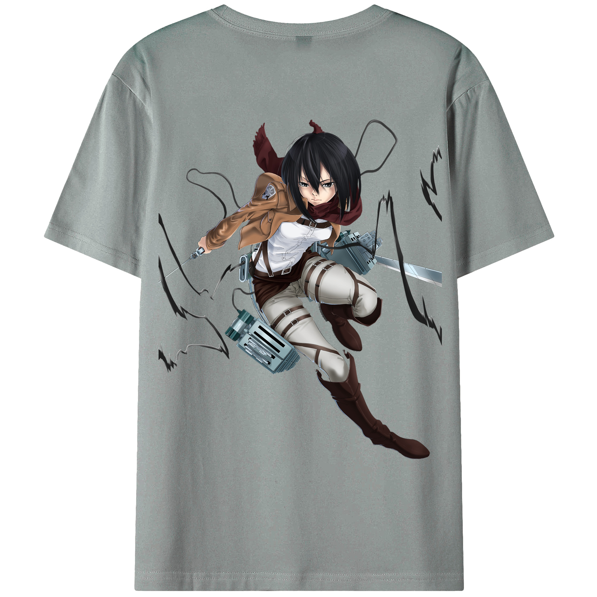 （画像用） 進撃の巨人 ミカサ·アッカーマン Attack on Titan Mikasa Ackerman 綿100％ メンズ半袖Tシャツ（バックプリント） 通気性
